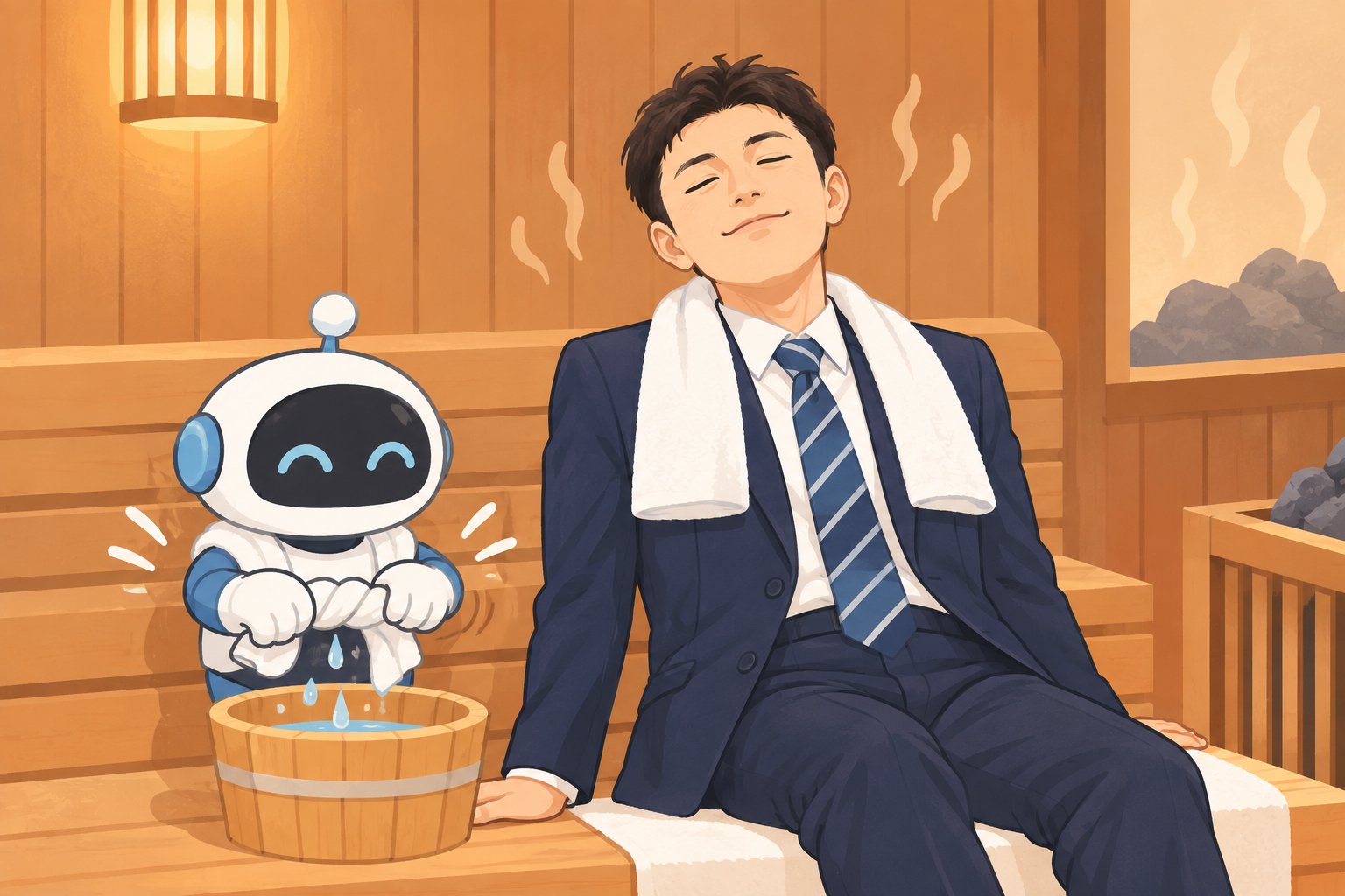タオルを絞る係を任せて、自分は整うことに集中する