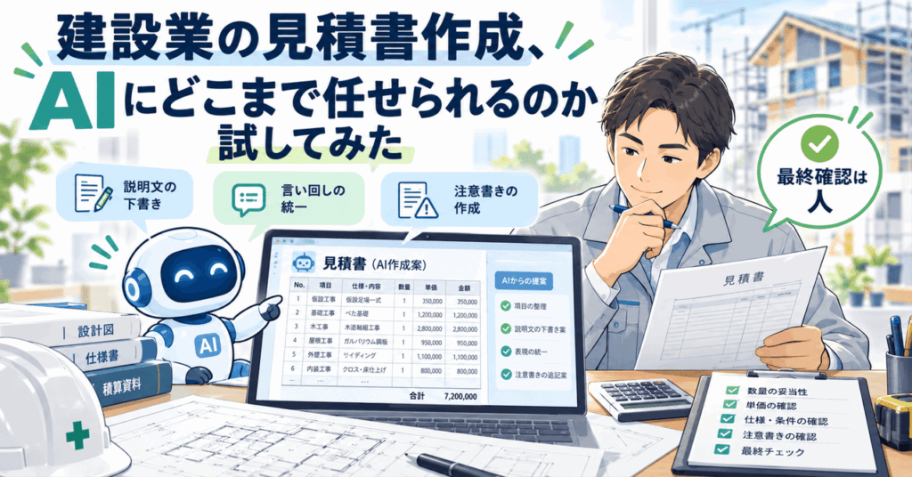 建設業の見積書作成はAIにどこまで任せられる?実際に試してわかった「任せていい範囲」
