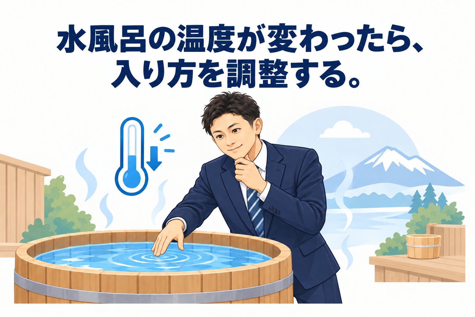 水風呂の温度が変わったら、入り方を調整する