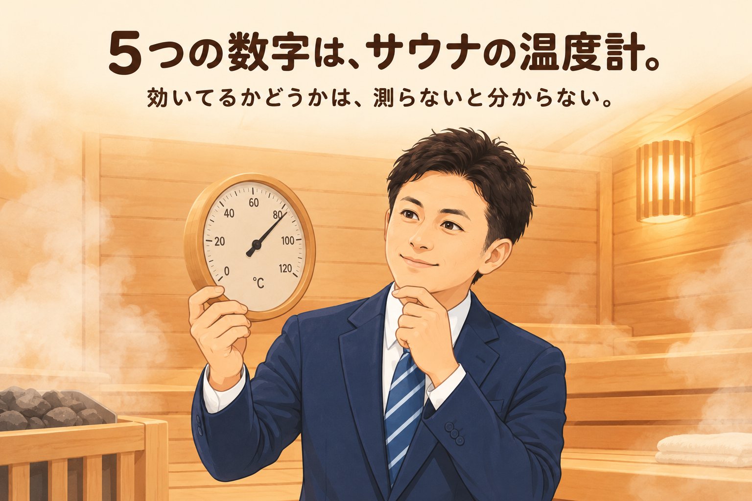 5つの数字=サウナの温度計